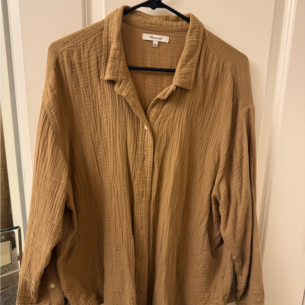 Madewell Tan Cotton Gauze Shirt
